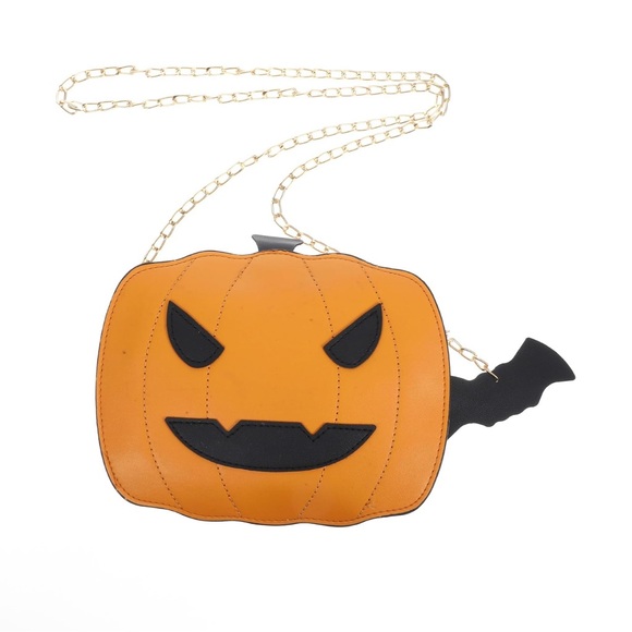 NEW! Pumpkin & Bat Halloween Jack-o’-lantern Crossbody Purse - Picture 7 of 14